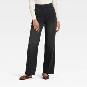 A New Day Women's High Waist Wide Leg Stretchy Knit Jeans with Front